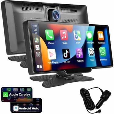 4K 10.2 Inç Çift Kameralı Araç Multimedya Ekranı Carplay Kablosuz Tüm Cihazlara Uyumlu 4