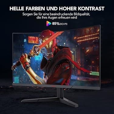 CetKing Monitör 27E6QC 27 Inç, 165Hz, Qhd, 2560*1440, 1ms, Va, Adaptive Sync, Monitörler,gaming,hdmı 2.0*2, Dp 1.2*1, Eğilmek, -5~15°, Yukarı ve Aşağı, Görme Açısı 178°, VESA，75*75MM, Kırmızı Siyah 5