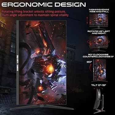 CetKing Call Of Duty 27" Fhd 180Hz, 0,5ms, Pivot, Fast Ips, Hdr Ready, HDMI 2.1, Ps5 Uyumlu Siyah Oyuncu Monitörü 5