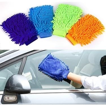 CetKing Set Su Geçirmez Mikrofiber Yıkama Eldiveni, Araç Yıkama Eldiveni, Temizleme Bezi, Temizlik Bezi, Araç Bakımı, Parlatma Eldiveni, Bakım Eldiveni, Araba Yıkama, Motosiklet, 21 x 16 Cm, 4 Renk 2