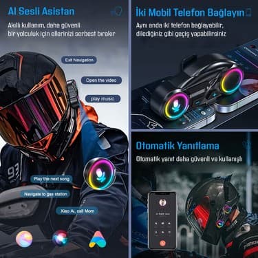 Ebakbak Motosiklet Intercom Üniversal Tüm Kasklara Uygun V6.0 Rgb Bluetooth Seti Kask Kulaklık 4