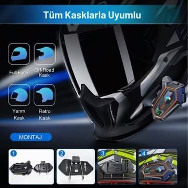 My TechCat Mytechcat® Y20 Motorsikletler Için Kablosuz Bluetooth Kulaklıklı - Suya Dayanıklı Kask Kulaklığı 5