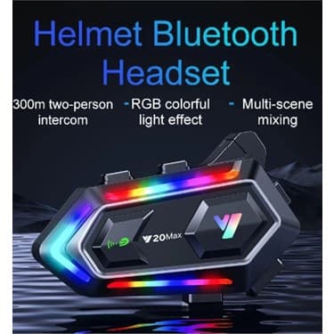 Hayat Store Y20 Max Motosiklet Bluetooth 5.3 Kask Intercom 2 Kişi 300 Metre Eşleşme Özellikli ( Lisinya ) 2