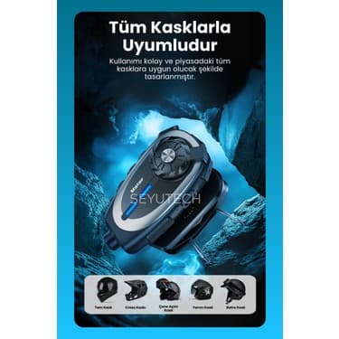 Seyutech Syq-29 Kameralı Bluetoothlu Motosiklet Kask Kulaklık Intercom Rgb Işıklı Motorsiklet Interkom 6