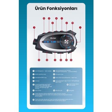 Seyutech Syq-29 Kameralı Bluetoothlu Motosiklet Kask Kulaklık Intercom Rgb Işıklı Motorsiklet Interkom 8