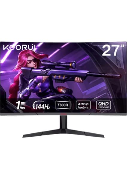 Koorui 27" 27E6QC 27" 144Hz 1ms Va Qhd (Hdmı, Displayport) Curved Monitör