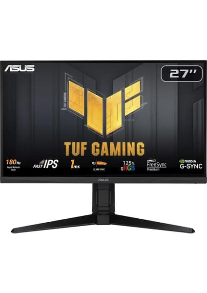 Asus TUF GAMING VG279QL3A 27 HDR FAST IPS FREESYNC VE G-SYNC UYUMLU 1920x1080 1MS 180HZ DP HDMI MM VESA 3YIL ELMB,EYECARE, FLICKER-FREE,PIVOT,%125 Srgb Monitör