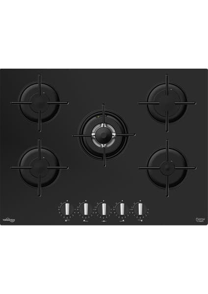 Tommatech TAO7001BG Ankastre Wok Gözlü Gazlı Ocak 70 cm Siyah Cam