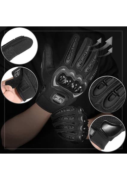 Icclek Ilkbahar ve Yaz Motosiklet Sürme Eldivenleri Dokunmatik Ekran Eldivenleri Koruyucu Anti-Düşme Sert Kabuk Koruma Off-Road Eldivenleri (Yurt Dışından) 6
