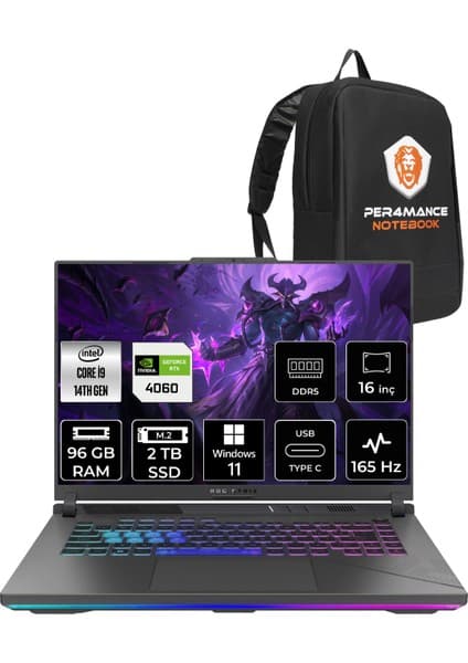 Asus Rog Strix G16 Intel Core I9 14900HX 96GB 2tb SSD RTX4060/8GB 165Hz 16\