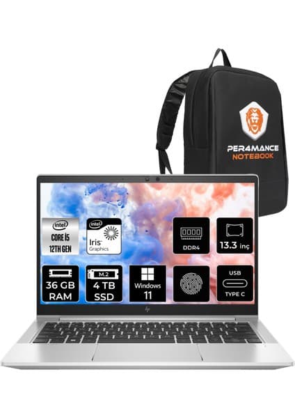 Hp Elitebook 630 G9 Intel Core I5 1235U 36GB 4tb SSD 13.3'' Fhd W11H Taşınabilir Bilgisayar 6S6Y3EA & Per4 Çanta 6S6Y3EAP385