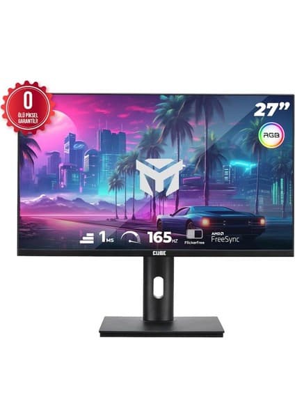 Cube 27 Cube PA-27V165F Va 1ms 165HZ HDMI Dp 2k Qhd 2560X1440 Freesync Yukseklık Ayarı Vesa Pıvot Rgb Sıy