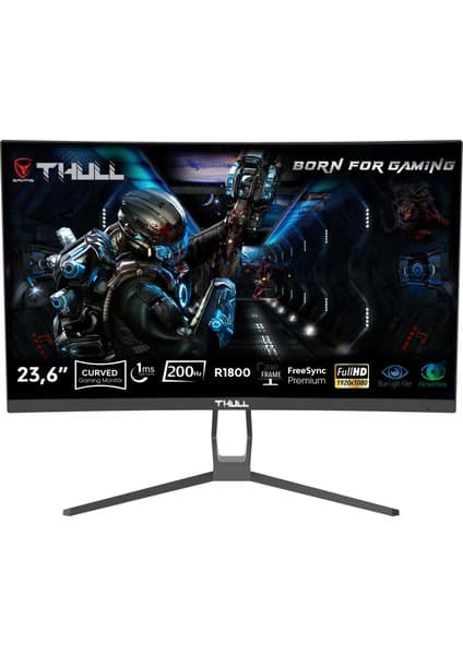 Thull Vision 23,6'' 1ms 200Hz Freesync Fhd LED (Hdmı+Dp) Va Frameless Curved Gaming Monitör TG-VSN236C-200