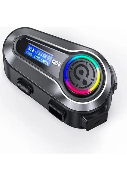 Deanb Q008 LCD Ekran Fm Radio Eq Ses Ipx6 Su Geçirmez Rgb Işıklı Bluetooth Motosiklet KASK Kulaklığı Interkom