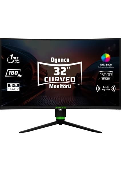 Monster Aryond A32 V2 32'' 180Hz QHD Curved Hoparlörlü Oyuncu Monitörü