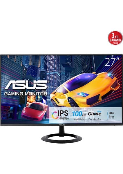Asus VZ27EHF 27 IPS FREESYNC 1920x1080 1MS 100HZ HDMI VESA 3YIL EYECARE, FLICKER-FREE,CERCEVESIZ,DUSUK MAVI ISIK Monitör