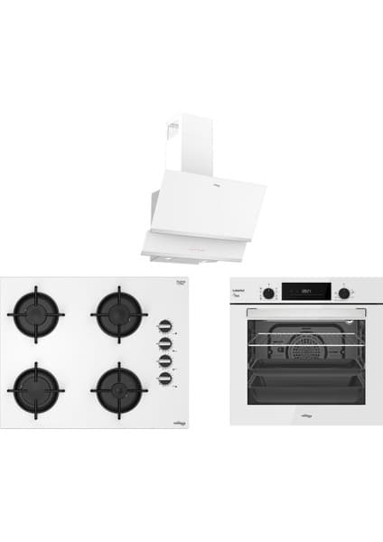 Tommatech TT200 Beyaz Ankastre Set TDE6001WG Davlumbaz + TAO6001WG Ocak + TAF6005WS Fırın