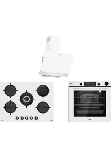 Tommatech TT400 Beyaz Ankastre Set TDE6003WG Davlumbaz + TAO7001WG Ocak + TAF6003WSP Fırın