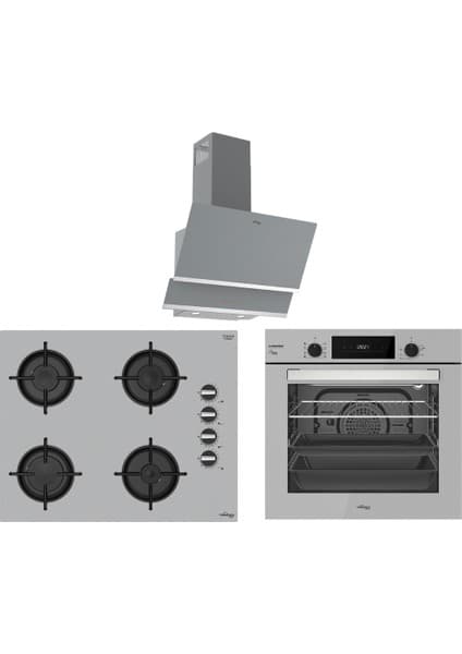 Tommatech TT200 Gri Ankastre Set TDE6001SG Davlumbaz + TAO6001SG Ocak + TAF6005SS Fırın