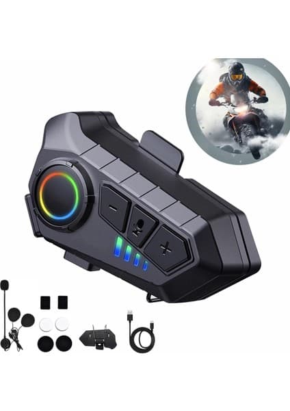 Ebakbak Motosiklet Intercom Kask Kulaklık Üniversal Tüm Kasklara Uygun Işıklı Mod Motor Interkom Bluetooth