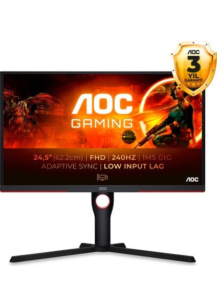 AOC 24.5" 25G3ZM/BK 240Hz 0.5ms HDMI DP AdaptiveSync FHD VA Gaming Monitör