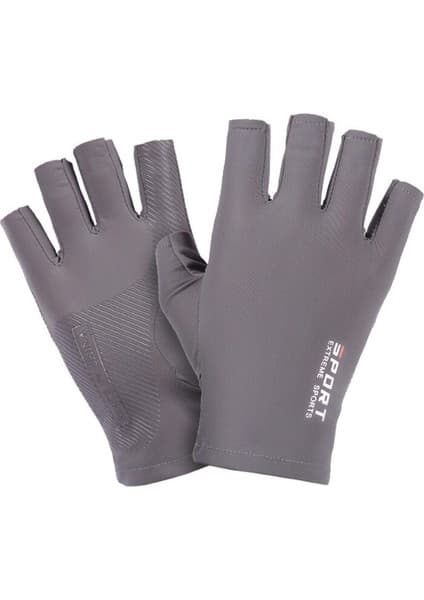 Unique Elegant Choices Buz İpek Kaymaz Yarım Parmak Bisiklet Güneş Koruyucu Eldiven - Gri