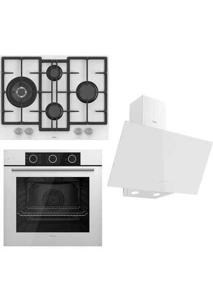 Ferre Flowart Basıc Serisi Beyaz Ankastre Set (ED076+ XE62CB + D078 )