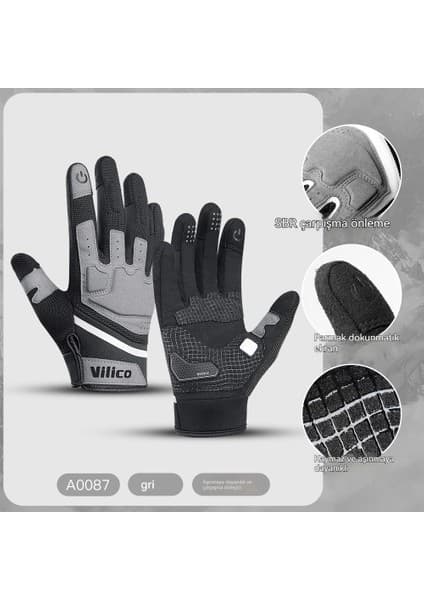 Hayuu Açık Hava Sporları Kaymaz, Aşınmaya Dayanıklı Yastıklama Mikrofiber Dokunmatik Ekran Dağ Bisikleti Bisiklet Uzun Parmak Eldiven (Yurt Dışından)