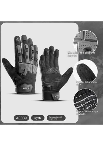 Hayuu Ilkbahar ve Yaz Açık Hava Sporları Tam Parmak Dağ Bisikleti Şok Emici Aşınmaya Dayanıklı Çarpışma Önleyici Dokunmatik Ekran Eldivenleri (Yurt Dışından)