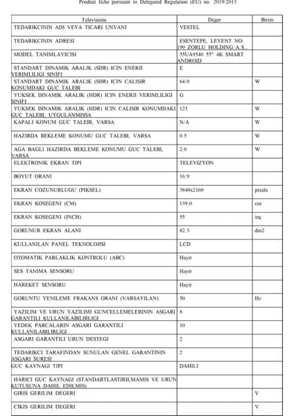 Vestel 43UA9540 43" 109 Ekran Dahili Uydu Alıcılı 4K Ultra HD Smart LED TV 7