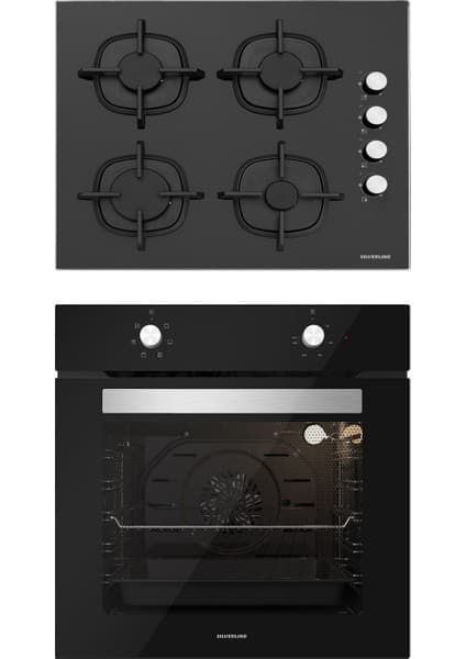 Silverline BO6501B01 - CS5343B01 Siyah Cam Ankastre Set