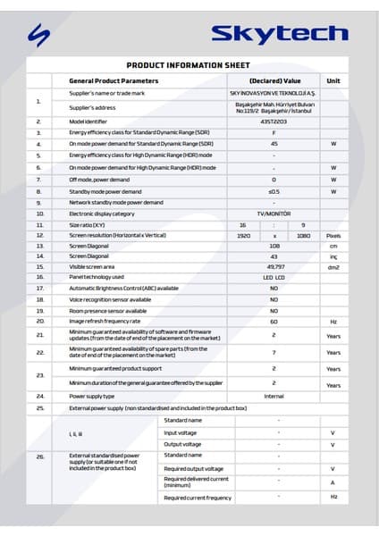 Skytech 65ST2205 65" 165 Ekran 4K Ultra HD Webos TV 7