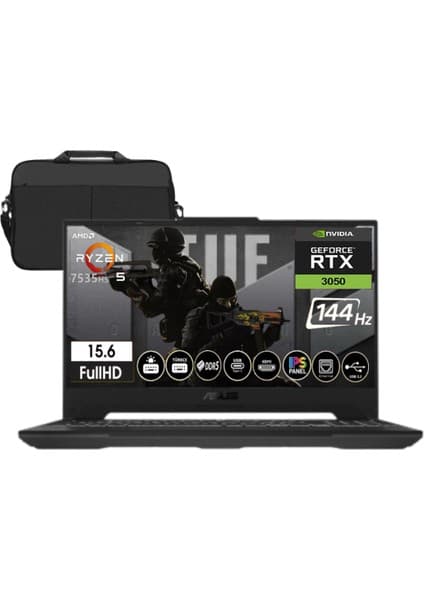 Asus Tuf Gaming A15 FA506NC-HN050 Amd R5-7535HS 24GB Ddr5 Ram 2tb SSD RTX3050-144Hz 15.6\