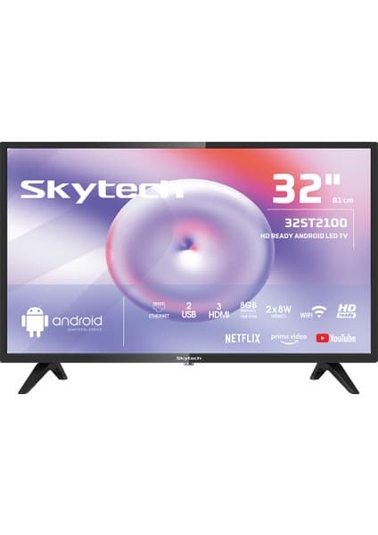 Skytech 32ST2100 32" 81 Ekran Dahili Uydu Alıcılı HD Ready Smart LED TV