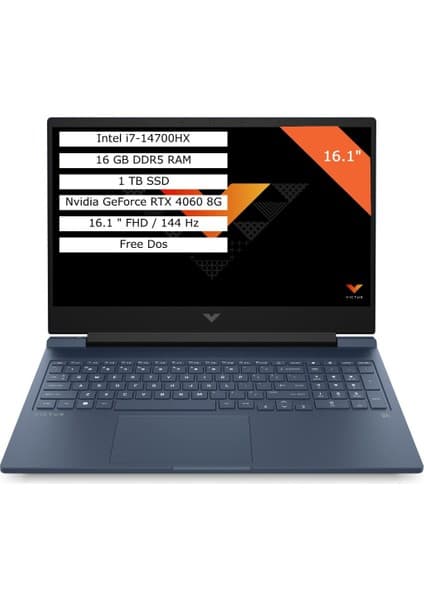 Hp Victus 16-R1041NT 9J243EA Intel I7-14700HX 16GB 1tb SSD 8gb RTX4060 16.1 144Hz Gaming Notebook