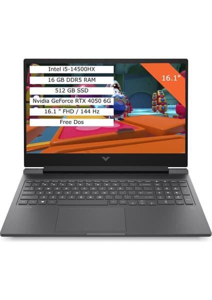 Hp Victus 16-R1064NT Intel Core I5 14500HX 16GB 512GB SSD 6gb RTX4050 Freedos 144Hz 16.1\