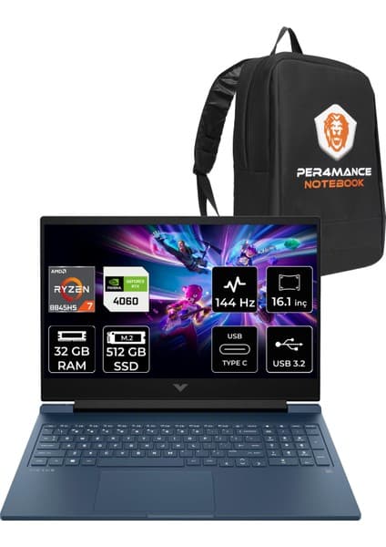 Hp Victus 16 Amd Ryzen 7 8845HS 32GB 512GB SSD RTX4060/8GB 16.1\