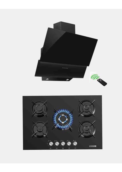 Kumtel Ankastre 2 Li Woklu Set (835 Kumandalı Davlumbaz+ Ko 50 Woklu Cam Ocak)