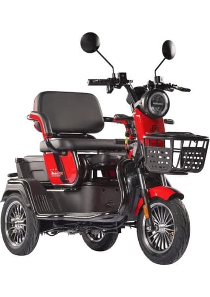Motolüx Fayton Fx08 Kırmızı Elektrikli Motosiklet 60V 24Ah 250 kg Taşıma Kapasitesi 3 Tekerlekli