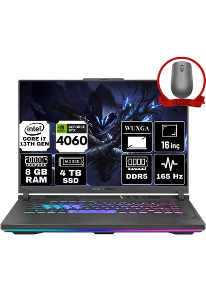 Asus Rog Strix G16 Intel Core I7 13650HX 8gb 4tb SSD RTX4060/8GB 165Hz Freedos 16\