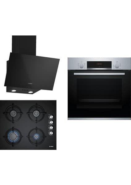 Bosch Siyah 3 Lü Ankastre Set 271 ( HBF514BS1T - POP6C6O10O - DWK63PJ60T (61T) )
