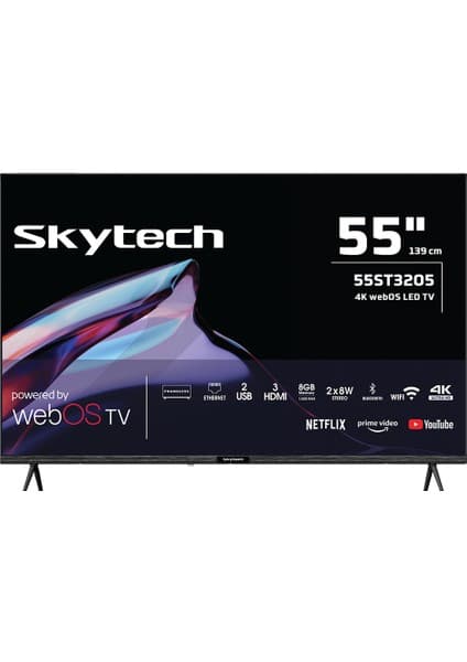 Skytech 55ST3205 55" 139 Ekran Dahili Uydu Alıcılı 4K Ultra HD Smart LED TV