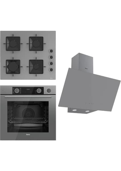 Ferre Steamart Ss Serisi Gri Set (SS208 + XE64CPR +D079 ) - Kare Emaye Izgara