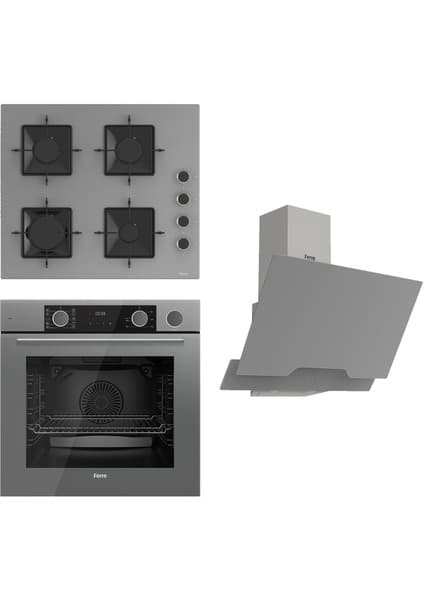 Ferre Steamart Ss Serisi Gri Set (SS208 + XE64CPR +D065 ) - Kare Emaye Izgara
