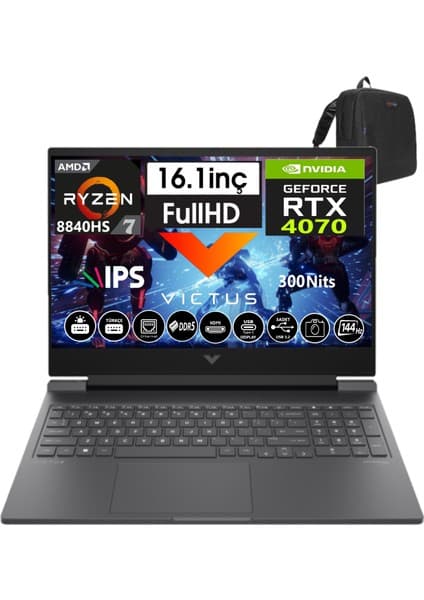 Hp Victus 16-S1035NT Amd RYZEN7-8840HS 32GB Ddr5 4tb SSD 8GB/RTX4070 WINDOWS11HOME 16\