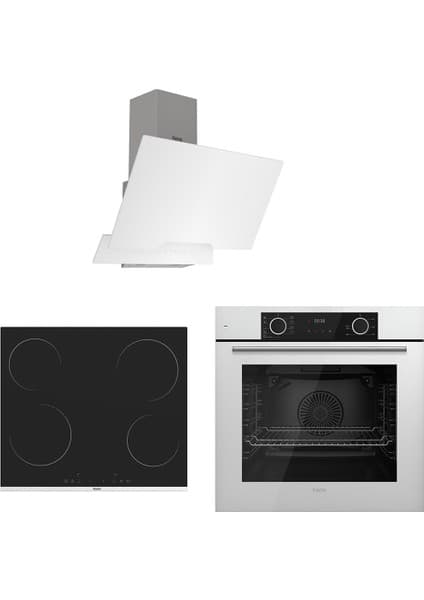 Ferre Fryart Elektrikli Beyaz Cam Ankastre Set D064 - MS261 Vitroseramik - XE63CB (Su Arıtma Sürahisi Hediyeli)