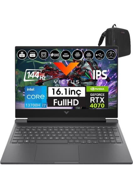 Hp Victus Gaming Laptop 16-R0071NT Intel I7 13700H 64GB Ddr5 512GB SSD 8GB/RTX4070 Freedos 16.1\