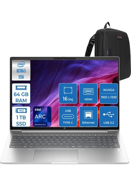 Hp Probook 460 G11 Intel Core Ultra 5 125U Ddr5 64GB 1tb SSD Intel® Aı Boost 16 Wuxga IPS Windows 11 Pro Taşınabilir Bilgisayar 9Y7S7ETP18 + Zettaçanta