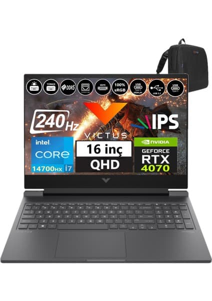Hp Victus 16-R1012NT Intel I7-14700HX 64GB Ddr5 512GB SSD 8GB/RTX4070 WINDOWS11HOME 16.1\