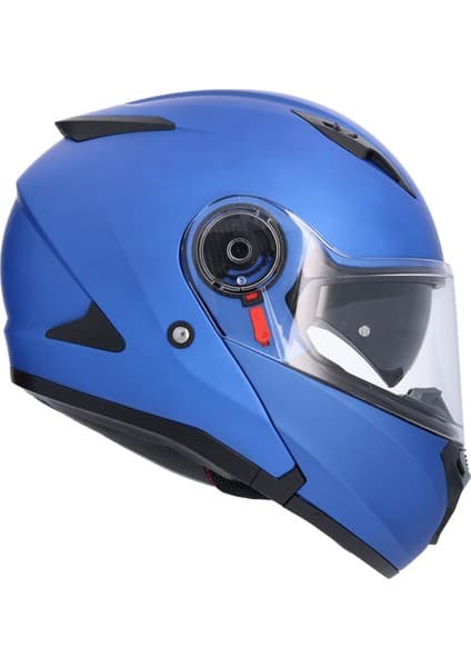 Moto Punto Shıro Flip Up 4132 SH-508SV Trıton Solidmat Blue Sunvizor M